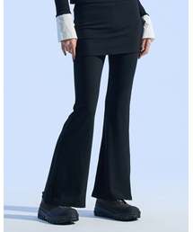 Skirt Overlay Flare Pants (BLACK)