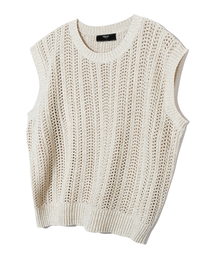 TRILLION（トリリオン）の「ワッフルパンチングニットベスト (ライトベージュ)（ベスト）」
