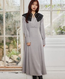 mysty woman | レース襟付き微起毛ワンピース 613484(ワンピース)