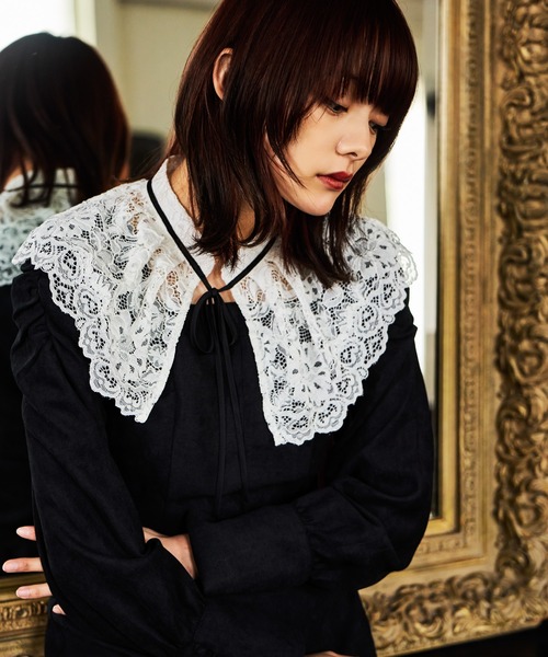 mysty woman（ミスティウーマン）の「レース襟付き微起毛ワンピース 613484（ワンピース・レディース・ベージュ/ブラック/グレー・FREE）」の14枚目の写真