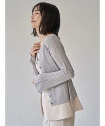 透かし編みニットカーデ