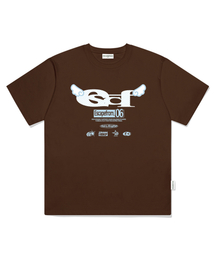 エンジェル ESCF ロゴ コラージュプリント オーバーサイズ 半袖Tシャツ ブラウン