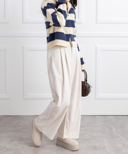 CLEAR BASIC（クリアベーシック）の「コーデュロイストレートパンツ[オフィスカジュアル 着回し抜群 大人]≪AW新作≫（その他パンツ・レディース・アイボリー/ブラウン/キャメル・F/PF）」の21枚目の写真