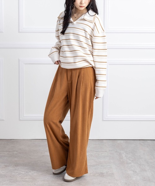 CLEAR BASIC（クリアベーシック）の「コーデュロイストレートパンツ[オフィスカジュアル 着回し抜群 大人]≪AW新作≫（その他パンツ・レディース・アイボリー/ブラウン/キャメル・F/PF）」の18枚目の写真