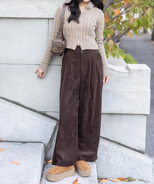CLEAR BASIC（クリアベーシック）の「コーデュロイストレートパンツ[オフィスカジュアル 着回し抜群 大人]≪AW新作≫（その他パンツ・レディース・アイボリー/ブラウン/キャメル・F/PF）」の19枚目の写真