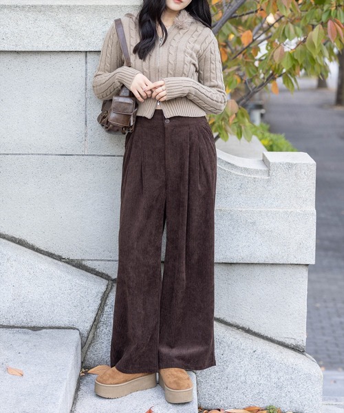 CLEAR BASIC（クリアベーシック）の「コーデュロイストレートパンツ[オフィスカジュアル 着回し抜群 大人]≪AW新作≫（その他パンツ・レディース・アイボリー/ブラウン/キャメル・F/PF）」の20枚目の写真