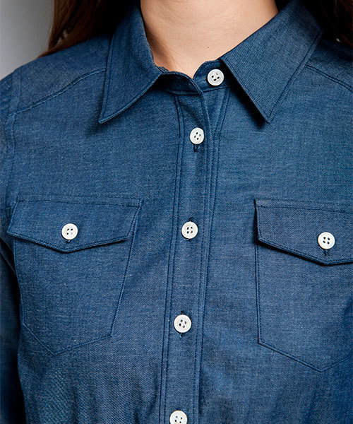 MILLION CARATS（ミリオンカラッツ）の「ダンガリー×ストライプワンピース（ワンピース・レディース・ネイビー/サックスブルー・FREE）」の7枚目の写真