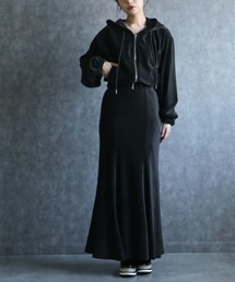 any day（エニーデイ）の「ベルベットミニパーカー＆マーメイドスカート（セットアップ）」