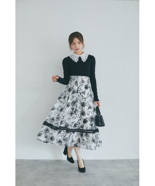 tocco closet（トッコ　クローゼット）の「【ZOZO限定】リボンレース襟ロングスリーブニットトップス（ニット/セーター・レディース・ブラック/ピンクベージュ/オフホワイト/チャコール・M）」の15枚目の写真