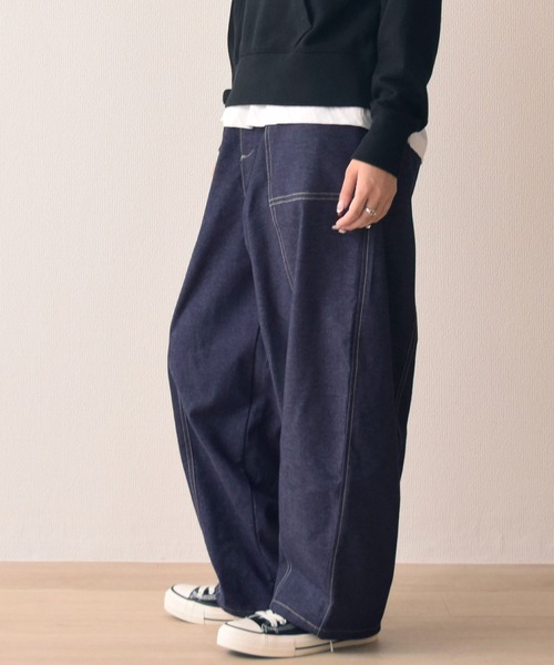 .WORKS(ドットワークス)の「両面起毛デニム コクーンパンツ(カーゴパンツ・レディース・ブラック/ネイビー系2/ダークグレー/モカ/ネイビー/ネイビー系1・S/M/L)」の9枚目の写真