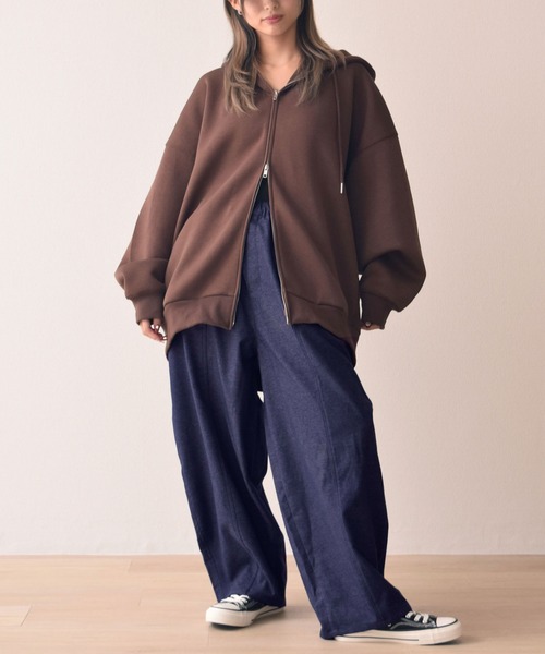 .WORKS(ドットワークス)の「両面起毛デニム コクーンパンツ(カーゴパンツ・レディース・ブラック/ネイビー系2/ダークグレー/モカ/ネイビー/ネイビー系1・S/M/L)」の16枚目の写真