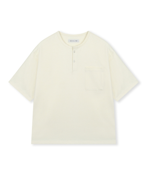 BESLOW(ビースロー)の「ルーズフィット ヘンリーネック Tシャツ アイボリー(Tシャツ/カットソー・メンズ・その他・SMALL/MEDIUM/LARGE/X-LARGE)」の1枚目の写真