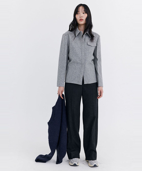 WNDERKAMMER(ブンダーカンマー)の「ウールスリムラインシャツ_グレー(シャツ/ブラウス・レディース・その他・SMALL/MEDIUM)」の4枚目の写真