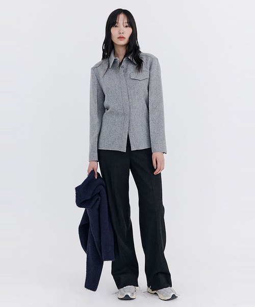 WNDERKAMMER(ブンダーカンマー)の「ウールスリムラインシャツ_グレー(シャツ/ブラウス・レディース・その他・SMALL/MEDIUM)」の6枚目の写真