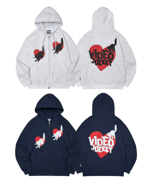 Video Jockey（ビデオジョッキー）の「キャットマインド ハートフードジップアップ [ネイビー]（パーカー・レディース・その他・MEDIUM/LARGE）」の2枚目の写真