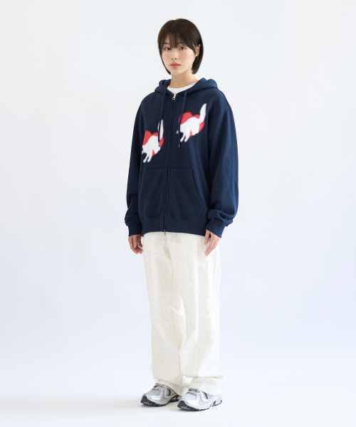 Video Jockey（ビデオジョッキー）の「キャットマインド ハートフードジップアップ [ネイビー]（パーカー・レディース・その他・MEDIUM/LARGE）」の3枚目の写真