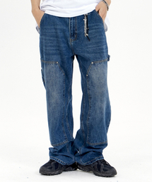 BY.L（バイエル）の「ダブルニーキャペンター ビンテージウォッシュドワークデニムパンツ インディゴブルー（デニムパンツ）」