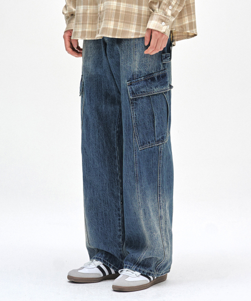 DECET(デケト)の「Cargo Carpenter Wide Jeans DCPT042BlueA(デニムパンツ・レディース・その他・26/28/30/32/34)」の1枚目の写真