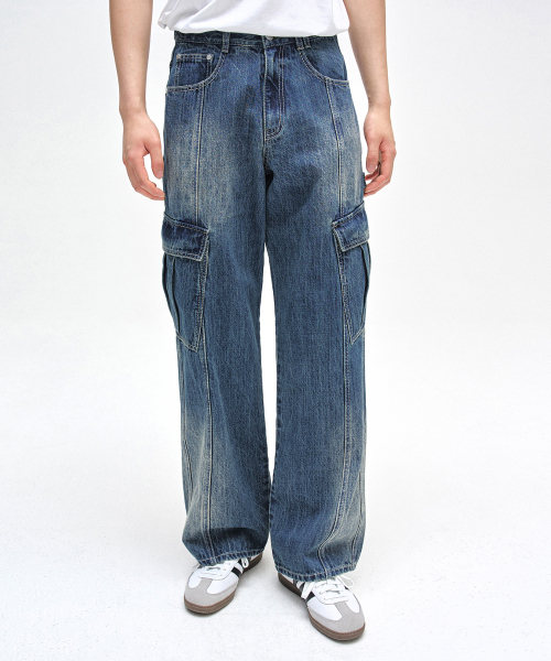 DECET(デケト)の「Cargo Carpenter Wide Jeans DCPT042BlueA(デニムパンツ・レディース・その他・26/28/30/32/34)」の2枚目の写真