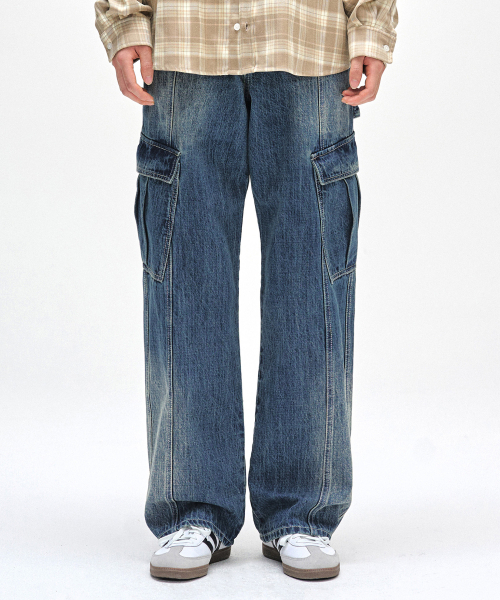 DECET(デケト)の「Cargo Carpenter Wide Jeans DCPT042BlueA(デニムパンツ・レディース・その他・26/28/30/32/34)」の4枚目の写真