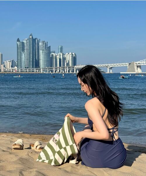 NAKED SURF CLUB(ネイキッドサーフクラブ)の「ソルティストライプビッグバッグ (カーキ)(ショルダーバッグ・レディース・グリーン・FREE)」の4枚目の写真
