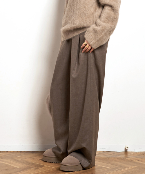 EVERYDAY I LIKE.（エヴリディアイライク）の「*イージーワイドパンツ(フラノ)1（スラックス・レディース・グレー/ウッド・38/36/40）」の3枚目の写真