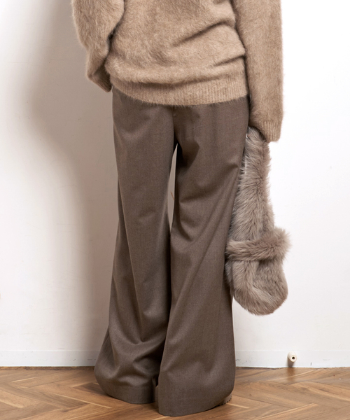 EVERYDAY I LIKE.（エヴリディアイライク）の「*イージーワイドパンツ(フラノ)1（スラックス・レディース・グレー/ウッド・38/36/40）」の4枚目の写真