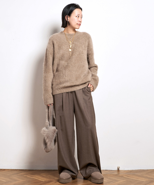 EVERYDAY I LIKE.（エヴリディアイライク）の「*イージーワイドパンツ(フラノ)1（スラックス・レディース・グレー/ウッド・38/36/40）」の5枚目の写真