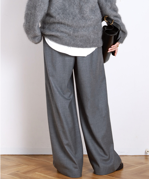 EVERYDAY I LIKE.（エヴリディアイライク）の「*イージーワイドパンツ(フラノ)1（スラックス・レディース・グレー/ウッド・38/36/40）」の12枚目の写真