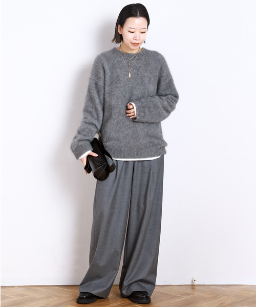 EVERYDAY I LIKE.（エヴリディアイライク）の「*イージーワイドパンツ(フラノ)1（スラックス・レディース・グレー/ウッド・38/36/40）」の13枚目の写真