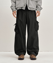 SECONDMONO（セカンドモノローグ）の「バルーンフィットナイロンカーゴカーペンターバンディングパンツ[ブラック]_SEPT062BLACK（スウェットパンツ）」