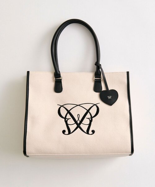 OLIVE des OLIVE（オリーブデオリーブ）の「Aimerianejoieハートミラーチャーム付きトート（トートバッグ・レディース・ブラウン/ベージュ/アイボリー/ブラック/サックスブルー/グレイッシュベージュ・FREE）」の7枚目の写真
