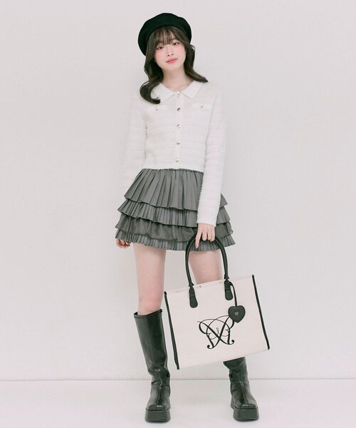 OLIVE des OLIVE（オリーブデオリーブ）の「Aimerianejoieハートミラーチャーム付きトート（トートバッグ・レディース・ブラウン/ベージュ/アイボリー/ブラック/サックスブルー/グレイッシュベージュ・FREE）」の13枚目の写真