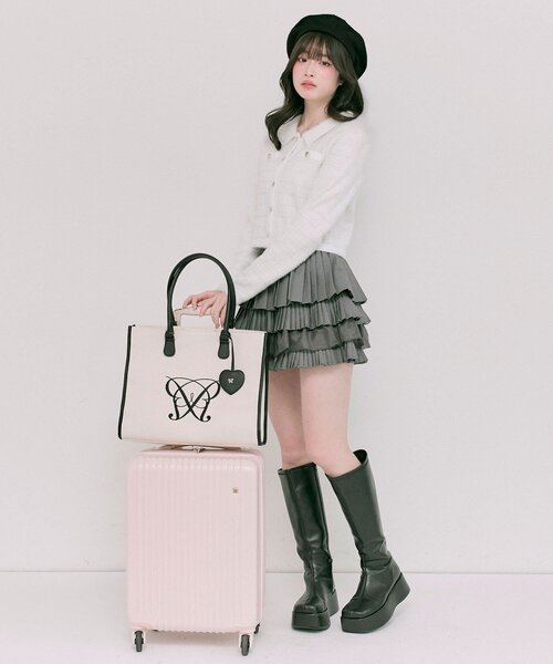 OLIVE des OLIVE（オリーブデオリーブ）の「Aimerianejoieハートミラーチャーム付きトート（トートバッグ・レディース・ブラウン/ベージュ/アイボリー/ブラック/サックスブルー/グレイッシュベージュ・FREE）」の14枚目の写真