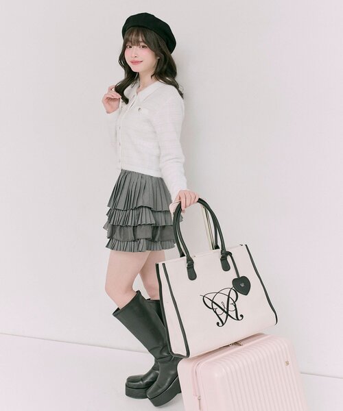 OLIVE des OLIVE（オリーブデオリーブ）の「Aimerianejoieハートミラーチャーム付きトート（トートバッグ・レディース・ブラウン/ベージュ/アイボリー/ブラック/サックスブルー/グレイッシュベージュ・FREE）」の15枚目の写真