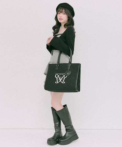 OLIVE des OLIVE（オリーブデオリーブ）の「Aimerianejoieハートミラーチャーム付きトート（トートバッグ・レディース・ブラウン/ベージュ/アイボリー/ブラック/サックスブルー/グレイッシュベージュ・FREE）」の22枚目の写真