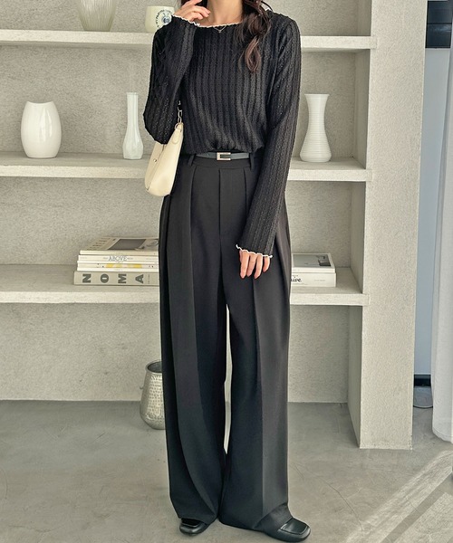 GeeRA(ジーラ)の「【S~LLサイズ展開】表面感配色メロージャガードカットソートップス(Tシャツ/カットソー・レディース・ライトグレー/ブラック/アイボリー・X-LARGE/LARGE/MEDIUM/SMALL)」の13枚目の写真