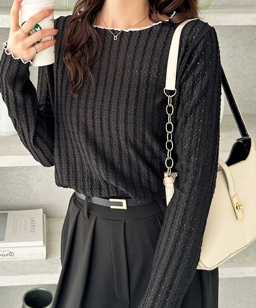 GeeRA(ジーラ)の「【S~LLサイズ展開】表面感配色メロージャガードカットソートップス(Tシャツ/カットソー・レディース・ライトグレー/ブラック/アイボリー・X-LARGE/LARGE/MEDIUM/SMALL)」の21枚目の写真