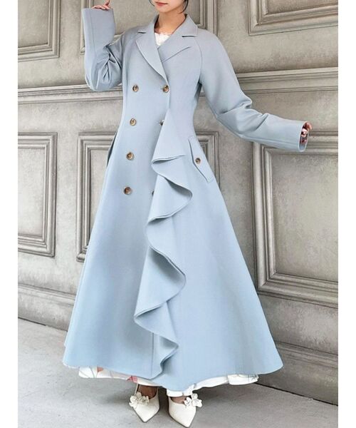 RESEXXY（リゼクシー）の「カスケードフレアロングコート（トレンチコート・レディース・ベージュ/アイボリー/ブルー・FREE）」の3枚目の写真