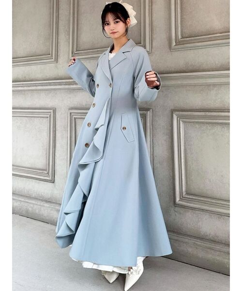 RESEXXY(リゼクシー)の「カスケードフレアロングコート(トレンチコート・レディース・ベージュ/アイボリー/ブルー・FREE)」の5枚目の写真