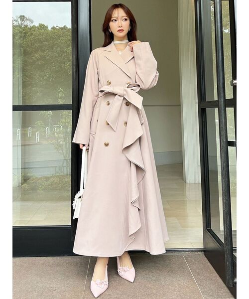 RESEXXY（リゼクシー）の「カスケードフレアロングコート（トレンチコート・レディース・ベージュ/アイボリー/ブルー・FREE）」の10枚目の写真