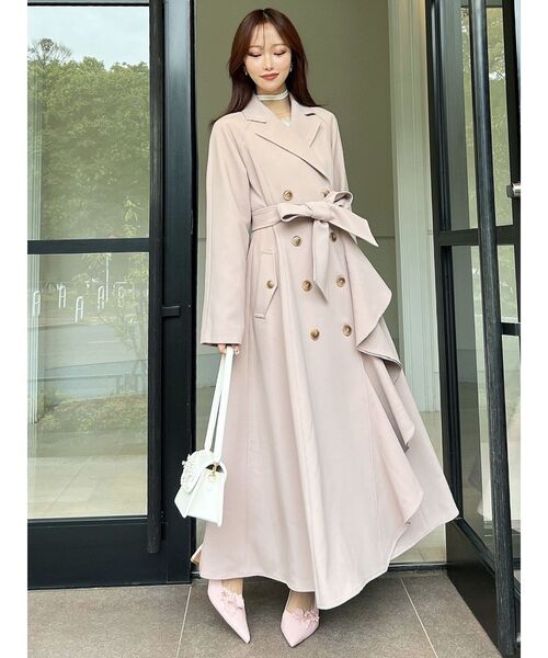 RESEXXY（リゼクシー）の「カスケードフレアロングコート（トレンチコート・レディース・ベージュ/アイボリー/ブルー・FREE）」の12枚目の写真