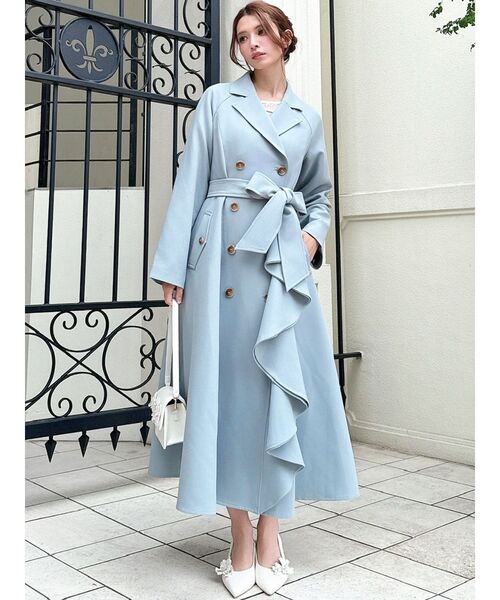 RESEXXY（リゼクシー）の「カスケードフレアロングコート（トレンチコート・レディース・ベージュ/アイボリー/ブルー・FREE）」の14枚目の写真