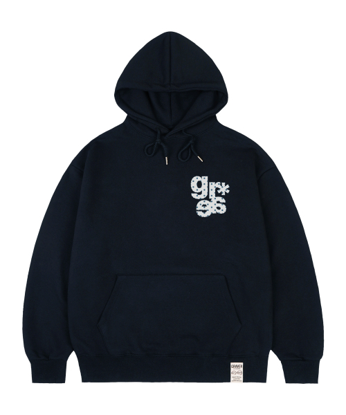 GRAVER（グレーバー）の「[ユニセックス]スモールGRAE-S DOTフードパーカー_ネイビー（パーカー・レディース・ネイビー・MEDIUM/LARGE/SMALL）」の2枚目の写真