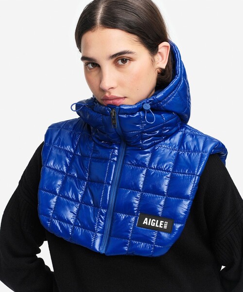 AIGLE（エーグル）の「クリスマスカプセルコレクション 撥水 キルティングフード バラクラバ（ニットキャップ/ビーニー・レディース・バイオレット/ブルー/ブラック/グリーン/レッド・FREE）」の3枚目の写真