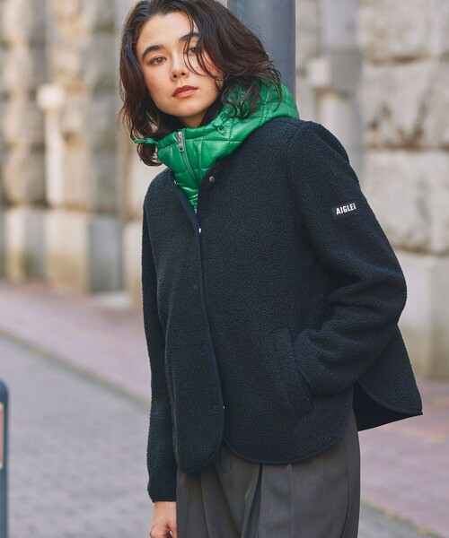 AIGLE（エーグル）の「クリスマスカプセルコレクション 撥水 キルティングフード バラクラバ（ニットキャップ/ビーニー・レディース・バイオレット/ブルー/ブラック/グリーン/レッド・FREE）」の6枚目の写真