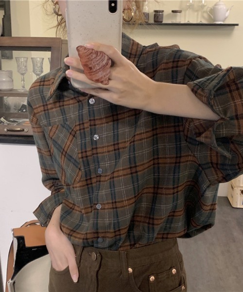 Flugge(フラッジー)の「長袖チェックシャツ(シャツ/ブラウス・レディース・イエロー/グリーン・MEDIUM/LARGE)」の10枚目の写真