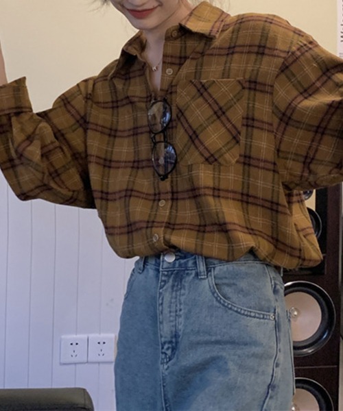 Flugge(フラッジー)の「長袖チェックシャツ(シャツ/ブラウス・レディース・イエロー/グリーン・MEDIUM/LARGE)」の13枚目の写真