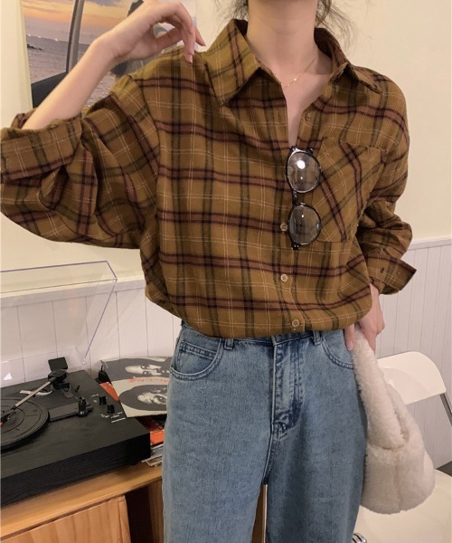 Flugge(フラッジー)の「長袖チェックシャツ(シャツ/ブラウス・レディース・イエロー/グリーン・MEDIUM/LARGE)」の14枚目の写真