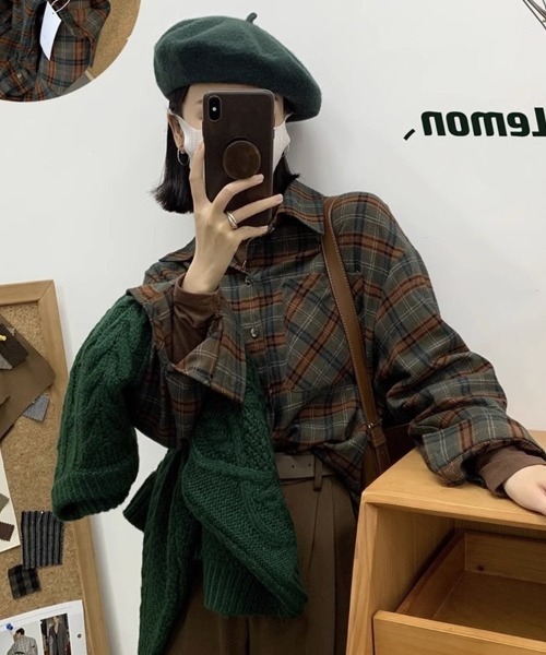 Flugge(フラッジー)の「長袖チェックシャツ(シャツ/ブラウス・レディース・イエロー/グリーン・MEDIUM/LARGE)」の17枚目の写真
